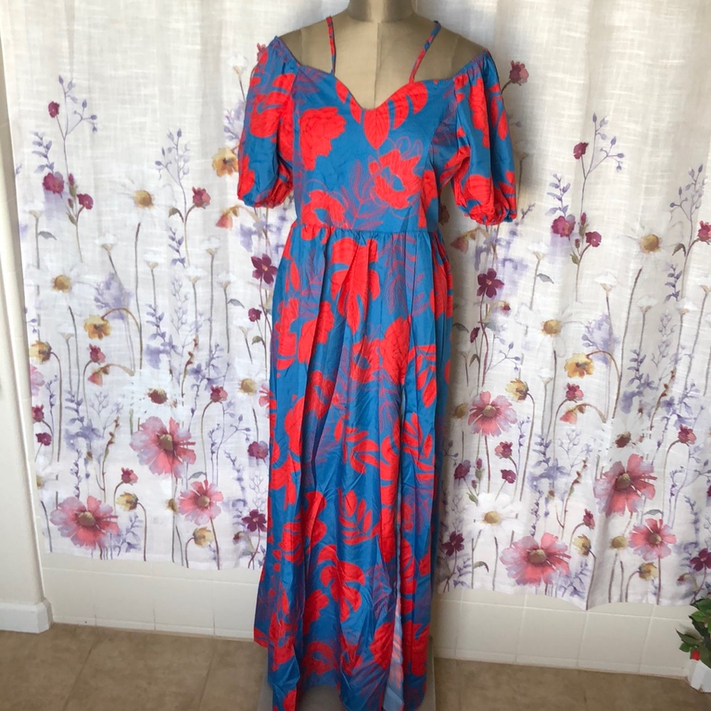 Hawaiian Style Dress with puff sleeves